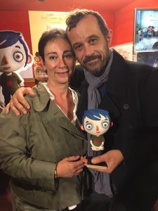 Claude Barras et « Courgette » en compagnie de Françoise Lapaire, vice-présidente de Moi pour Toit.